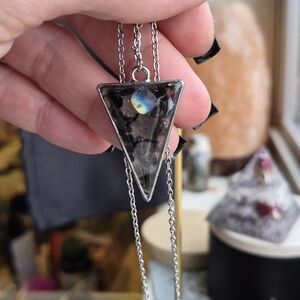 Iridescent Silver Triangle Pendant Necklace